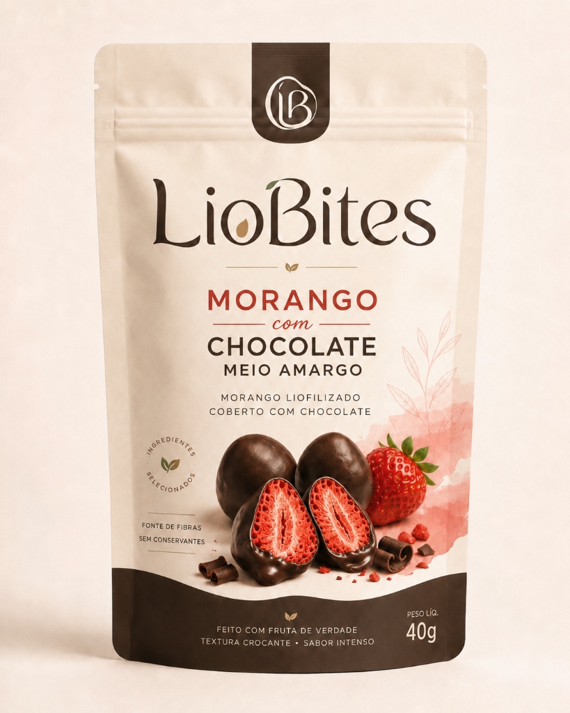 LioBites Morango com Chocolate Meio Amargo